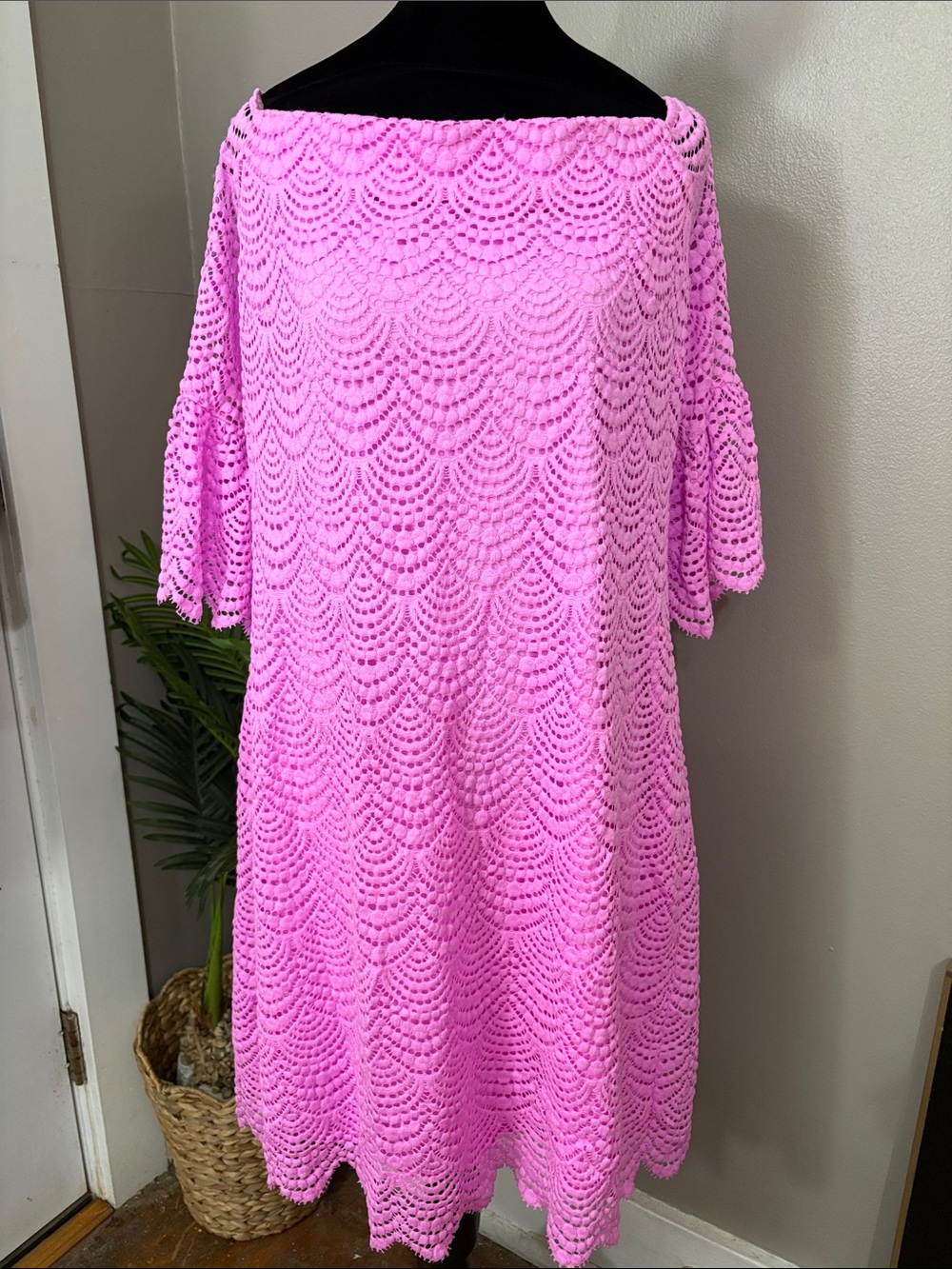 Lilly Pulitzer Lexa Lace Off-The-Shoulder Dress Lilac Rose XL